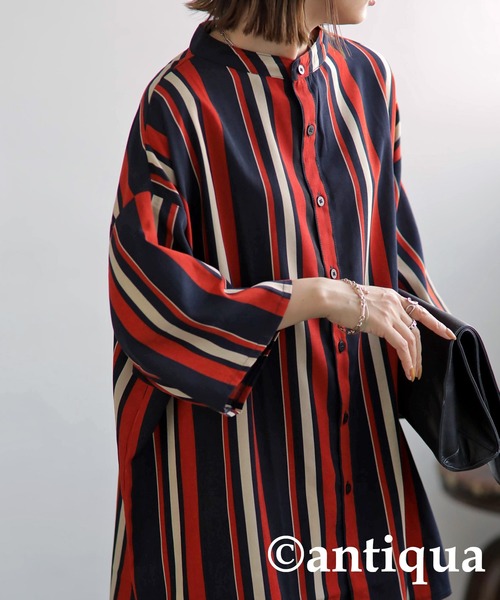 antiqua（アンティカ）の「主役級レトロ印象。ルチストライプシャツ（シャツ/ブラウス・レディース・ネイビー/イエロー・FREE）」の13枚目の写真