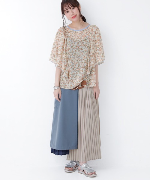 osharewalker（オシャレウォーカー）の「【廃盤】『花柄プリントラッフルフリルブラウス』（シャツ/ブラウス・レディース・ブラック/グリーン/アイボリー・1/2）」の6枚目の写真