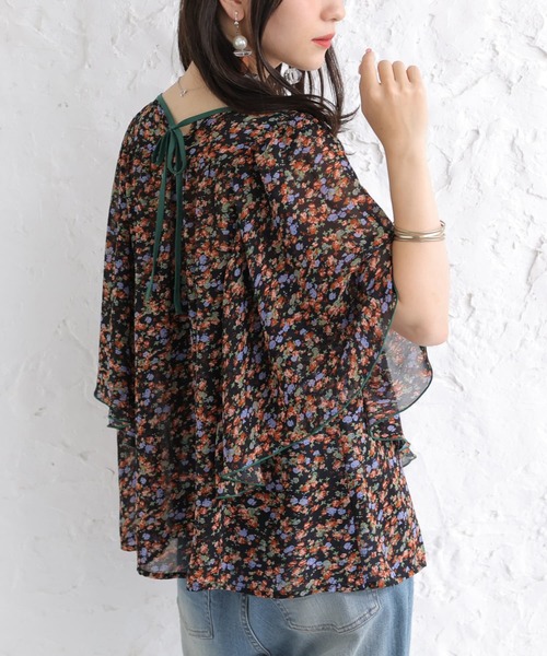 osharewalker（オシャレウォーカー）の「【廃盤】『花柄プリントラッフルフリルブラウス』（シャツ/ブラウス・レディース・ブラック/グリーン/アイボリー・1/2）」の13枚目の写真