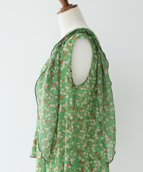osharewalker（オシャレウォーカー）の「【廃盤】『花柄プリントラッフルフリルブラウス』（シャツ/ブラウス・レディース・ブラック/グリーン/アイボリー・1/2）」の20枚目の写真