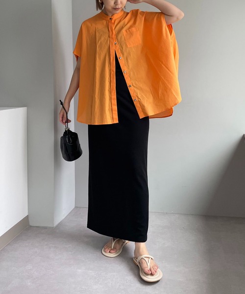 CAPRICIEUX LE'MAGE(カプリシューレマージュ)の「ヨークギャザーフレンチシャツ(シャツ/ブラウス・レディース・ホワイト/ピンク/オレンジ/グリーン・FREE)」の5枚目の写真