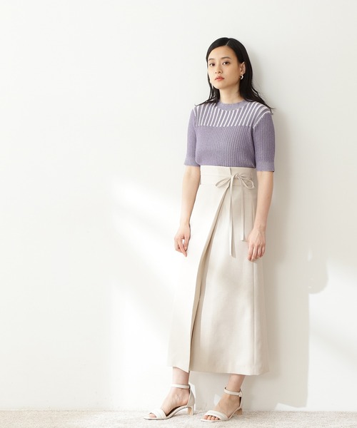 N.（N. Natural Beauty Basic）（エヌエヌナチュラルビューティーベーシック）の「◆麻調ラップスカート（スカート・レディース・ブラウン/グリーン/キナリ・MEDIUM）」の6枚目の写真