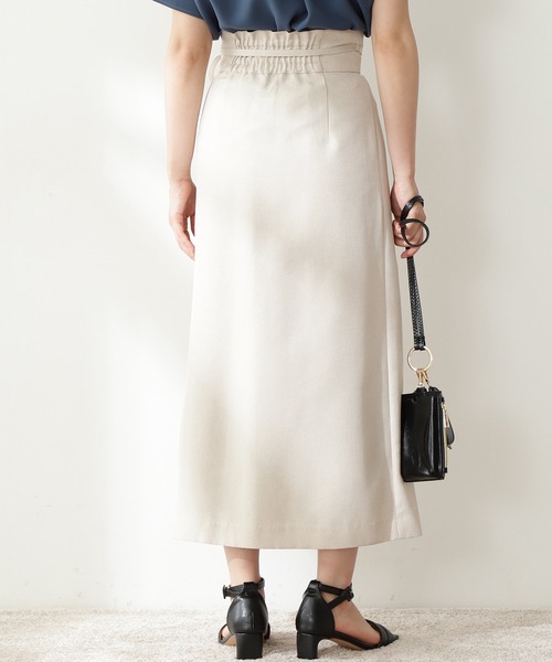 N.（N. Natural Beauty Basic）（エヌエヌナチュラルビューティーベーシック）の「◆麻調ラップスカート（スカート・レディース・ブラウン/グリーン/キナリ・MEDIUM）」の5枚目の写真