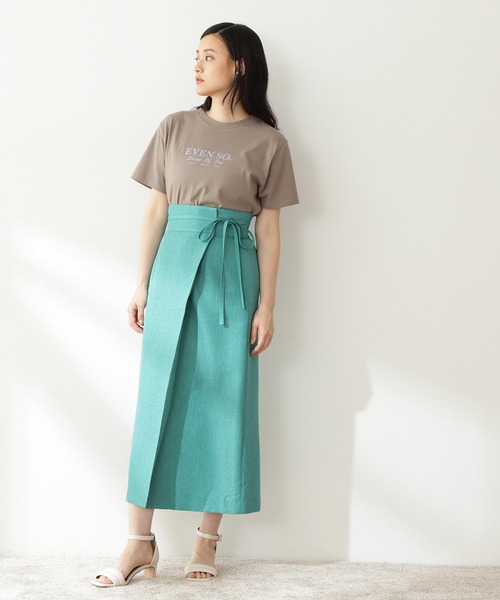 N.（N. Natural Beauty Basic）（エヌエヌナチュラルビューティーベーシック）の「◆麻調ラップスカート（スカート・レディース・ブラウン/グリーン/キナリ・MEDIUM）」の14枚目の写真