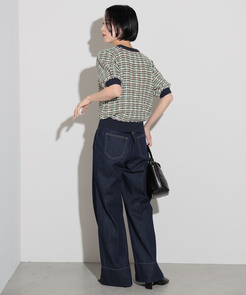 BEAMS HEART（ビームスハート）の「BEAMS HEART / カラフルチェックニット（ニット/セーター・レディース・ネイビー/オレンジ/グリーン・ONESIZE）」の8枚目の写真