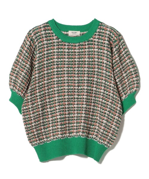 BEAMS HEART（ビームスハート）の「BEAMS HEART / カラフルチェックニット（ニット/セーター・レディース・ネイビー/オレンジ/グリーン・ONESIZE）」の10枚目の写真