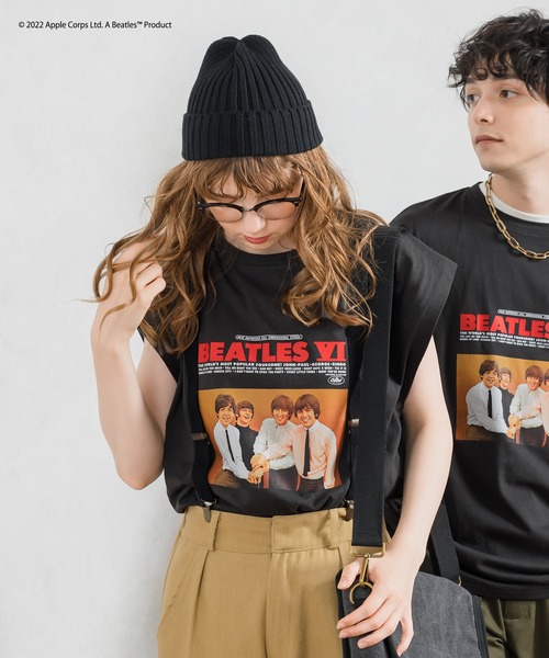 tシャツ 「THE BEATLES/ザ ビートルズ」ノースリーブTシャツ レディース LE CERCLE par rope' tシャツ 「THE BEATLES/ザ ビートルズ