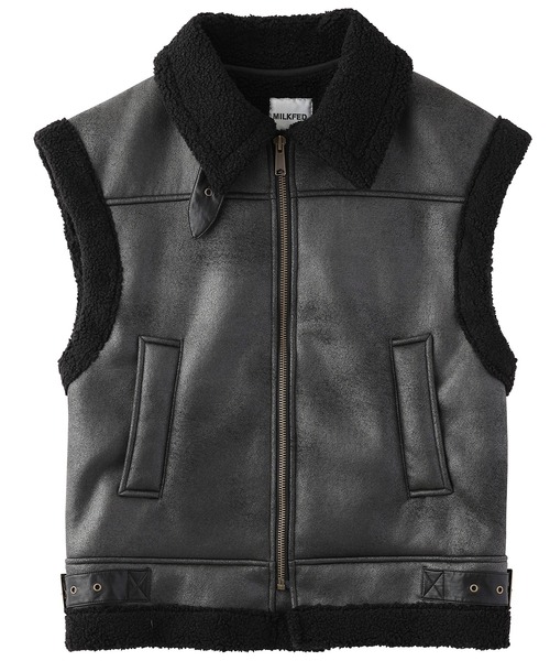 MILKFED.（ミルクフェド）の「FAUX MOUTON VEST（ムートンコート・レディース・ブラック/ベージュ/ブラウン・ONE SIZE）」の11枚目の写真