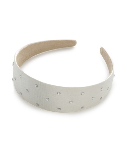 FURFUR(ファーファー)の「サテンビジューカチューシャ(カチューシャ・レディース・ホワイト/ブラック/ライトブルー/ピンク・FREE)」の2枚目の写真