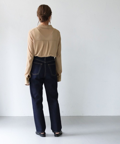 HER CLOSET(ハークローゼット)の「【shemoshelly】シアーシャツニット(ニット/セーター・レディース・ブラウン/ベージュ/ブラック/グリーン・M)」の13枚目の写真