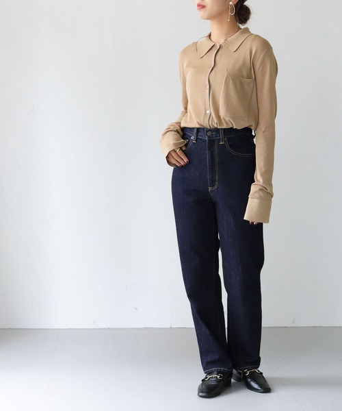 HER CLOSET(ハークローゼット)の「【shemoshelly】シアーシャツニット(ニット/セーター・レディース・ブラウン/ベージュ/ブラック/グリーン・M)」の14枚目の写真