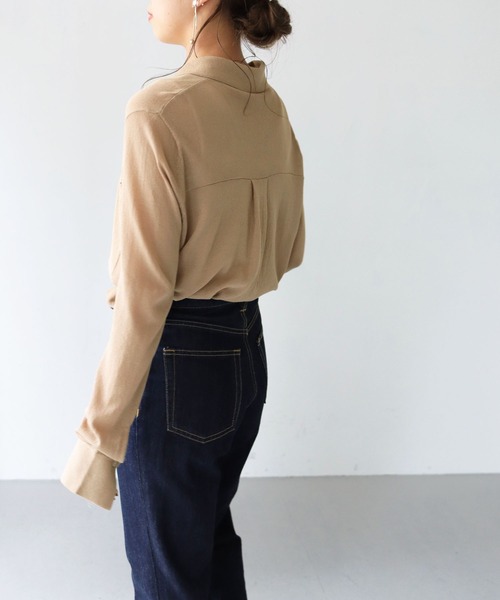 HER CLOSET(ハークローゼット)の「【shemoshelly】シアーシャツニット(ニット/セーター・レディース・ブラウン/ベージュ/ブラック/グリーン・M)」の12枚目の写真