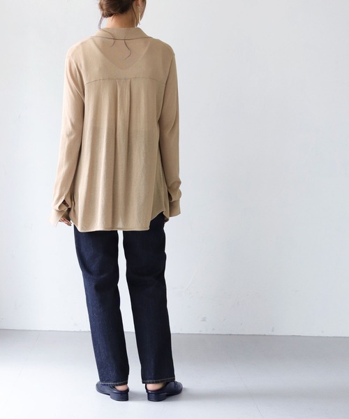 HER CLOSET(ハークローゼット)の「【shemoshelly】シアーシャツニット(ニット/セーター・レディース・ブラウン/ベージュ/ブラック/グリーン・M)」の8枚目の写真