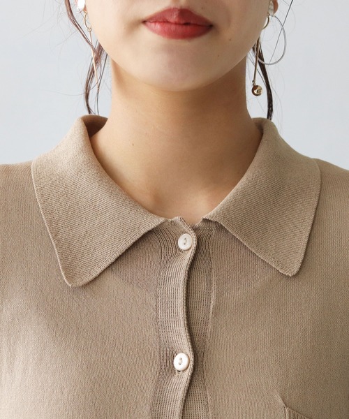 HER CLOSET(ハークローゼット)の「【shemoshelly】シアーシャツニット(ニット/セーター・レディース・ブラウン/ベージュ/ブラック/グリーン・M)」の15枚目の写真