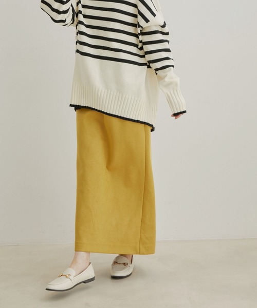 VIS（ビス）の「【選べる着丈・洗える】ベロアタッチタイトスカート【sustainable】（スカート・レディース・チャコールグレー/ホワイト/イエロー・M/TM/S/TS）」の3枚目の写真