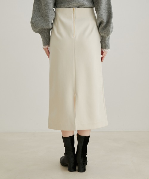 VIS（ビス）の「【選べる着丈・洗える】ベロアタッチタイトスカート【sustainable】（スカート・レディース・チャコールグレー/ホワイト/イエロー・M/TM/S/TS）」の16枚目の写真