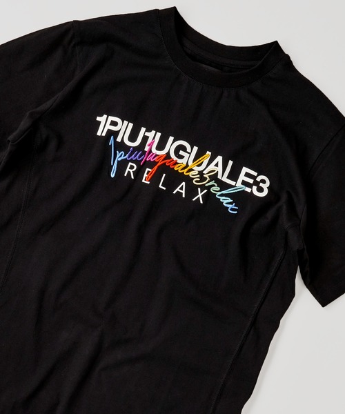 1piu1uguale3 RELAX(ウノピュウノウグァーレトレリラックス)の「【1PIU1UGUALE3 RELAX】CURSIVE T-SHIRT / 1+1=3 RHINESTONE T-SHIRT / RAINBOW LOGO T-SHIRT(Tシャツ/カットソー・メンズ・ホワイト系1/ホワイト系2/ホワイト系3/ブラック系1/ブラック系2/ブラック系3・MEDIUM/LARGE/X-LARGE)」の6枚目の写真