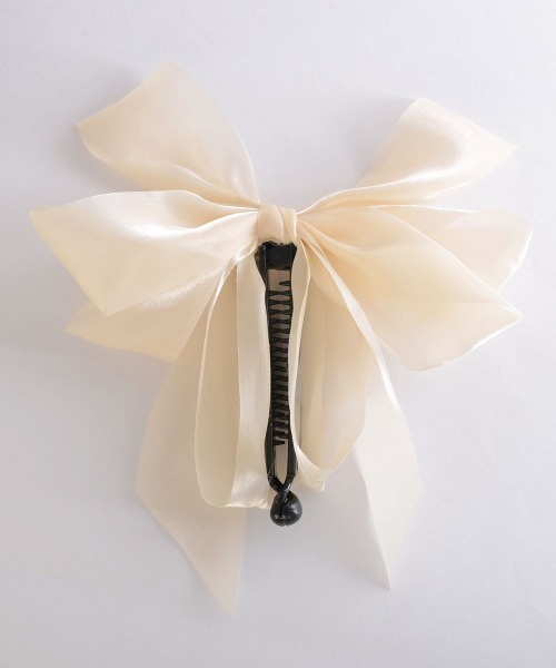 VIBGYOR Women（ヴィブジョー　ウィメン）の「【float】シフォン リボン バナナクリップ（バレッタ/ヘアクリップ・レディース・ホワイト/ブラック・FREE）」の4枚目の写真