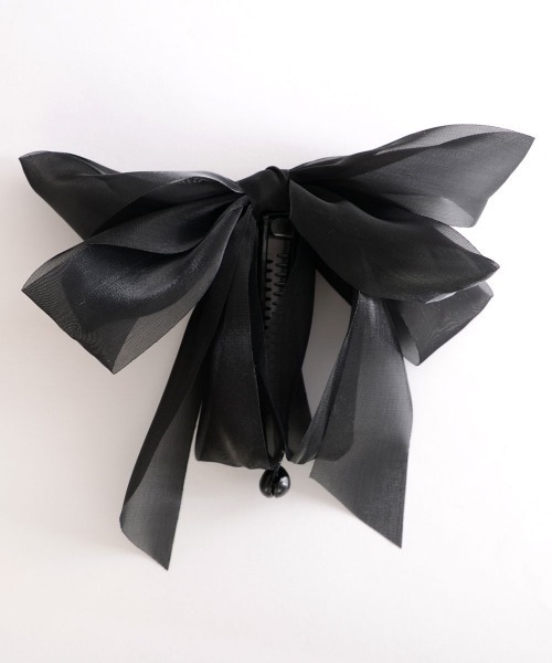 VIBGYOR Women（ヴィブジョー　ウィメン）の「【float】シフォン リボン バナナクリップ（バレッタ/ヘアクリップ・レディース・ホワイト/ブラック・FREE）」の6枚目の写真
