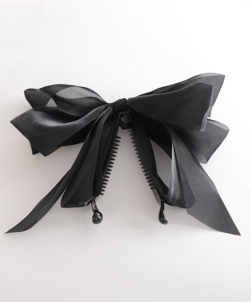 VIBGYOR Women（ヴィブジョー　ウィメン）の「【float】シフォン リボン バナナクリップ（バレッタ/ヘアクリップ・レディース・ホワイト/ブラック・FREE）」の7枚目の写真