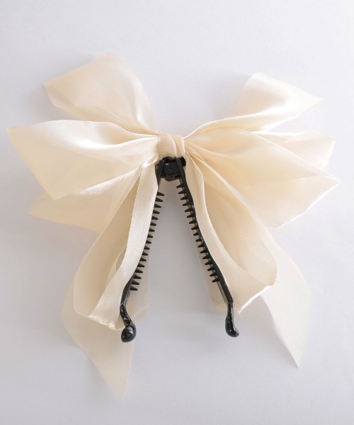 VIBGYOR Women（ヴィブジョー　ウィメン）の「【float】シフォン リボン バナナクリップ（バレッタ/ヘアクリップ・レディース・ホワイト/ブラック・FREE）」の5枚目の写真
