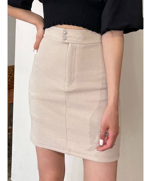 EMODA（エモダ）の「ハイウエストダブルボタンスカート（スカート・レディース・ブラック/ピンク/ベージュ・MEDIUM/SMALL）」の3枚目の写真
