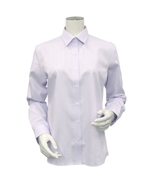 TOKYO SHIRTS（トウキョウシャツ）の「形態安定ノーアイロン レギュラー衿 長袖ビジネスワイシャツ（ビジネスシャツ・レディース・ライトパープル・XS/S/M/L/LL/XL）」の2枚目の写真