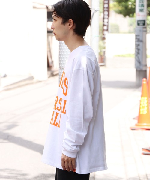 UNIVERSAL OVERALL(ユニバーサルオーバーオール)の「UNIVERSAL OVERALL/ユニバーサルオーバーオール ILLINOIS PRINT L/S ロンT(Tシャツ/カットソー・メンズ・ダークグリーン/ホワイト/ベージュ/ブラック・M/XL/L)」の5枚目の写真