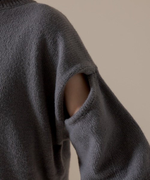 mline（エムライン）の「[mline] ショルダースリットニット（ニット/セーター・レディース・チャコールグレー/グリーン/アイボリー・FREE）」の22枚目の写真