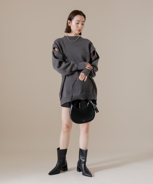 mline（エムライン）の「[mline] ショルダースリットニット（ニット/セーター・レディース・チャコールグレー/グリーン/アイボリー・FREE）」の20枚目の写真