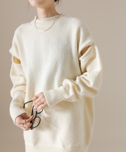 mline（エムライン）の「[mline] ショルダースリットニット（ニット/セーター・レディース・チャコールグレー/グリーン/アイボリー・FREE）」の19枚目の写真