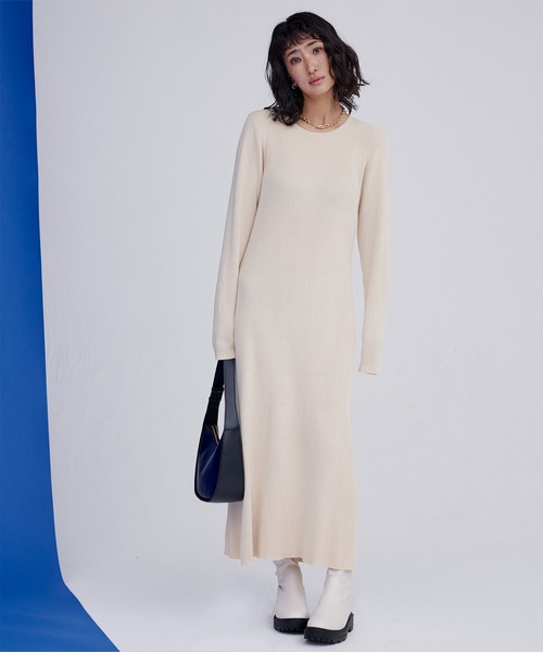 UR'S（ユアーズ）の「ロングスリーブリブニットワンピース（ワンピース・レディース・ブラック/ブルー/アイボリー・S/M/L）」の7枚目の写真