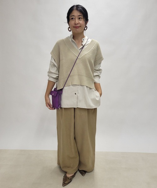 un dix cors（アンディコール）の「脚長効果あり　起毛ツイルハイウエストワイドパンツ（その他パンツ・レディース・チャコールグレー/ベージュ・FREE）」の20枚目の写真