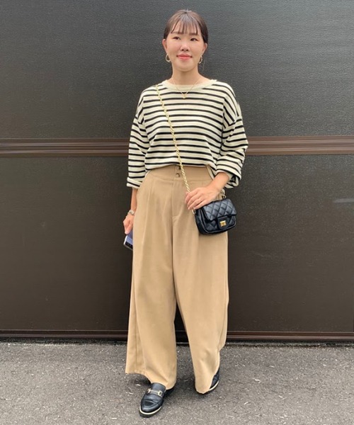 un dix cors（アンディコール）の「脚長効果あり　起毛ツイルハイウエストワイドパンツ（その他パンツ・レディース・チャコールグレー/ベージュ・FREE）」の21枚目の写真