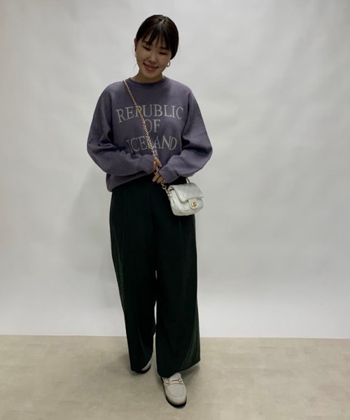 un dix cors（アンディコール）の「脚長効果あり　起毛ツイルハイウエストワイドパンツ（その他パンツ・レディース・チャコールグレー/ベージュ・FREE）」の12枚目の写真