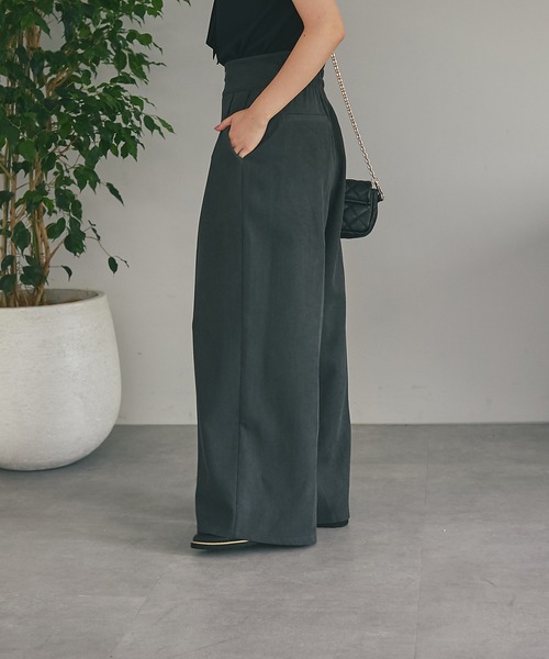 un dix cors（アンディコール）の「脚長効果あり　起毛ツイルハイウエストワイドパンツ（その他パンツ・レディース・チャコールグレー/ベージュ・FREE）」の8枚目の写真