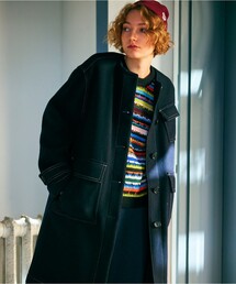 【極上】Paul Smith　ポールスミス　ノーカラー　ウール　コート　ロング 極上】Paul Smith ポールスミス ノーカラー ウール コート