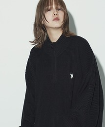 U.S. POLO ASSN. / ユーエスポロアッスン 別注 コラボ オーバーサイズ 畦編み ハーフジップ ニット