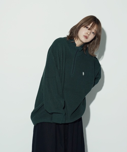 Y&#39;s - 希少 ワイズ 上質 ウール ベロア パイル デザイン ハーフジップ ニット ポロ 希少 ワイズ 上質 ウール ベロア パイル デザイン ハーフジップ