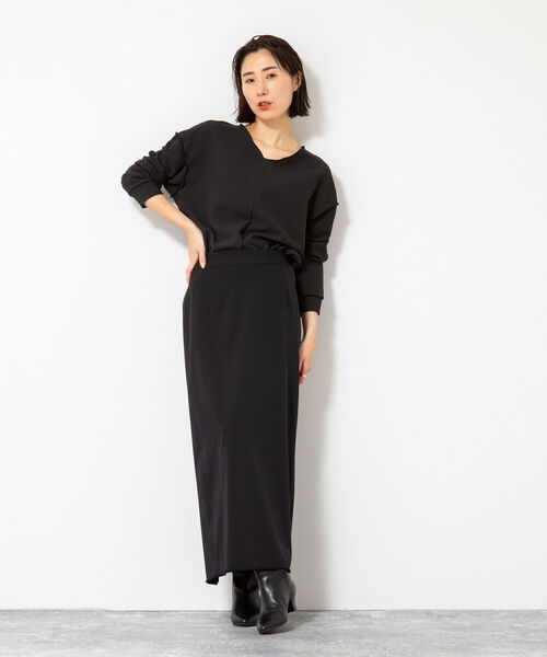 NOLLEY’S（ノーリーズ）の「ウォッシャブルギャバフリンジロングタイトスカート（スカート・レディース・ブラック・38/36）」の9枚目の写真