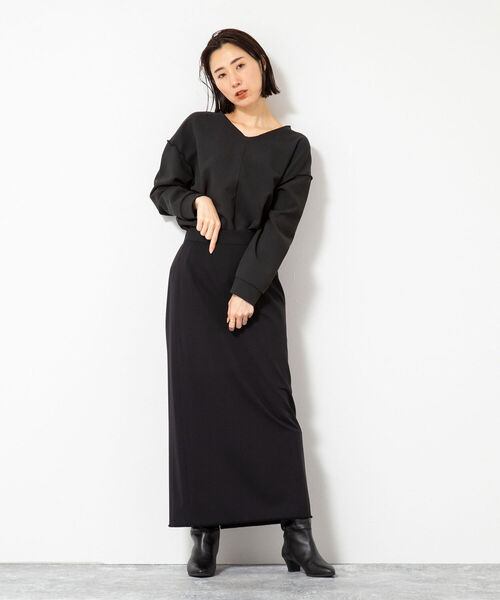 NOLLEY’S（ノーリーズ）の「ウォッシャブルギャバフリンジロングタイトスカート（スカート・レディース・ブラック・38/36）」の12枚目の写真