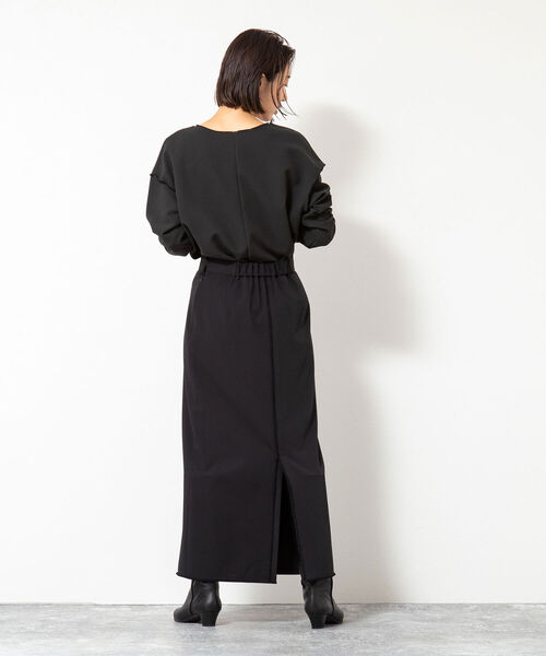 NOLLEY’S（ノーリーズ）の「ウォッシャブルギャバフリンジロングタイトスカート（スカート・レディース・ブラック・38/36）」の4枚目の写真