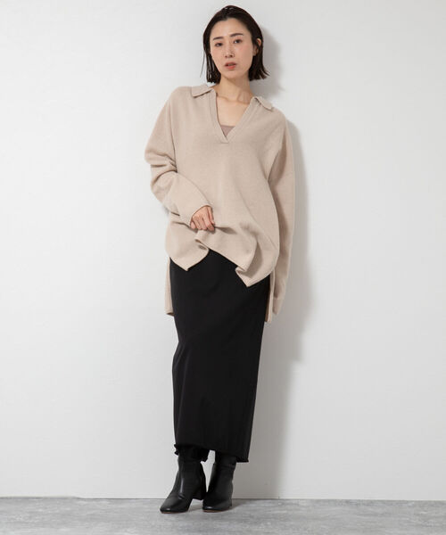 NOLLEY’S（ノーリーズ）の「ウォッシャブルギャバフリンジロングタイトスカート（スカート・レディース・ブラック・38/36）」の8枚目の写真