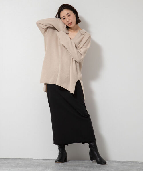 NOLLEY’S（ノーリーズ）の「ウォッシャブルギャバフリンジロングタイトスカート（スカート・レディース・ブラック・38/36）」の10枚目の写真