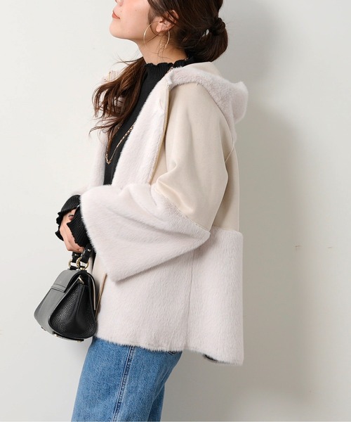 Chez toi（シェトワ）の「ムートン×ファーフードジャケット