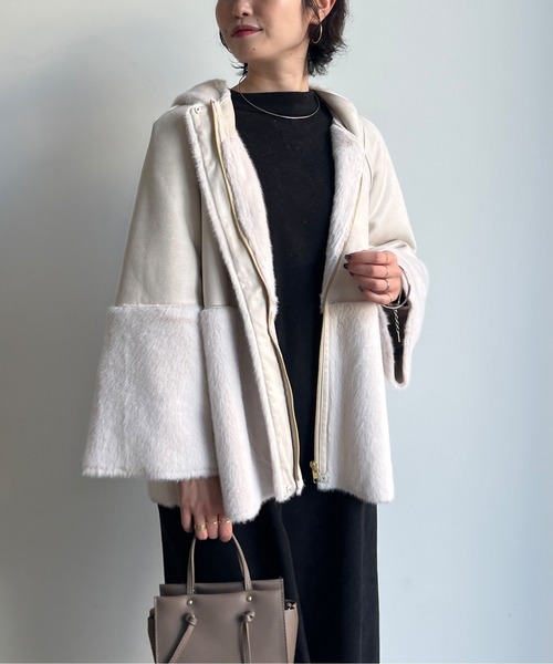 Chez toi（シェトワ）の「ムートン×ファーフードジャケット