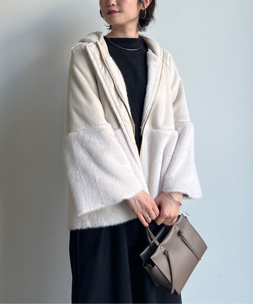 Chez toi（シェトワ）の「ムートン×ファーフードジャケット