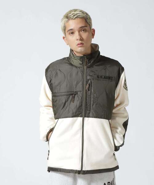 AVIREX（アヴィレックス）の「QUILT COMBI FLEECE JACKET / キルト コンビ フリース ジャケット / AVIREX / アヴィレックス / アウトドア（その他アウター・メンズ・ブラック/ホワイト系2/オリーブ系・M/XL/L/2XL）」の17枚目の写真