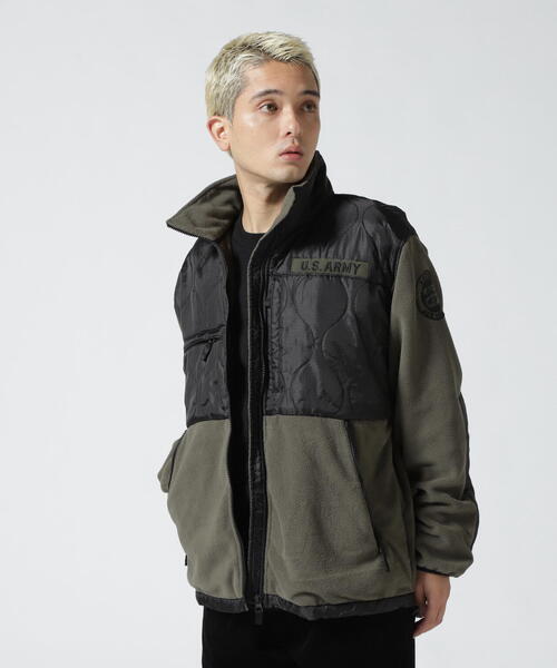 AVIREX（アヴィレックス）の「QUILT COMBI FLEECE JACKET / キルト コンビ フリース ジャケット / AVIREX / アヴィレックス / アウトドア（その他アウター・メンズ・ブラック/ホワイト系2/オリーブ系・M/XL/L/2XL）」の13枚目の写真