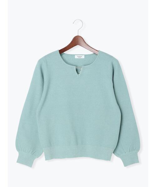 Te chichi TERRASSE（テチチテラス）の「パールバーネックニット（ニット/セーター・レディース・ネイビー/ピンク/グリーン/オフホワイト・ﾌﾘ-）」の18枚目の写真